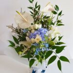 Blue Hydrangea and White Lily Dream Bouquet