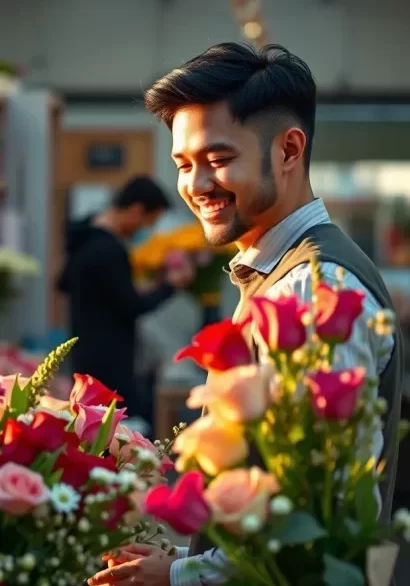 Singaporean Guy Shopping For Valentine's Day Flowers